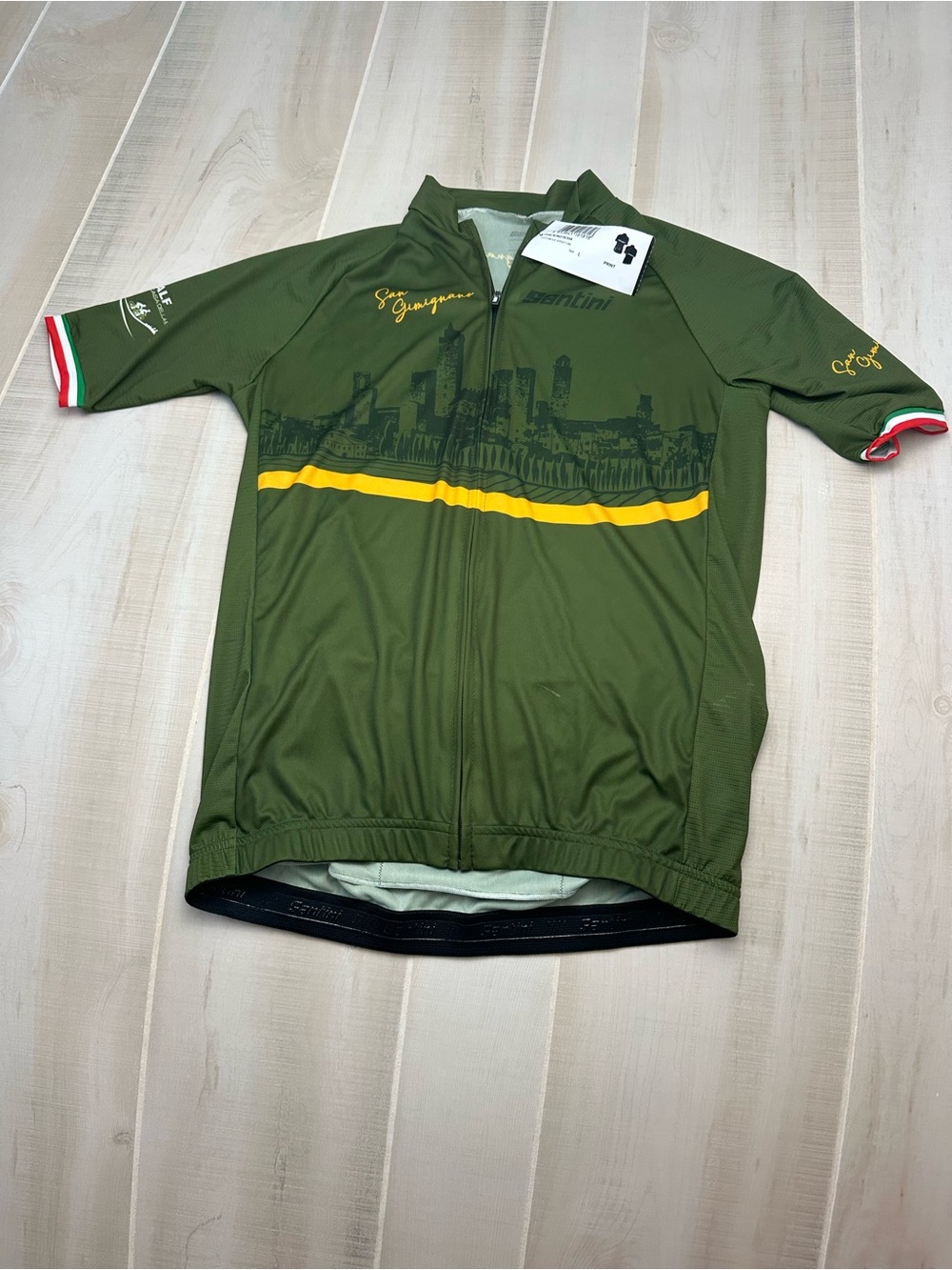 Santini Custom Green Cycling Jersey with Italy print
